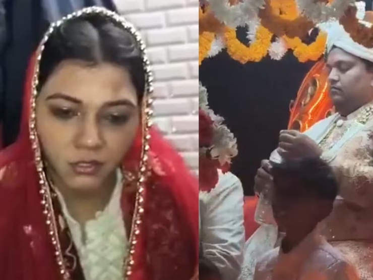 Cô dâu nói trong nước mắt, cáo buộc chú rể là một kẻ tham lam. Ảnh: News18