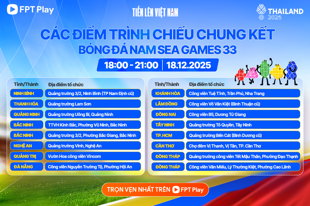 FPT Play tổ chức công chiếu chung kết bóng đá nam SEA Games 33 tại 14 tỉnh thành - 1