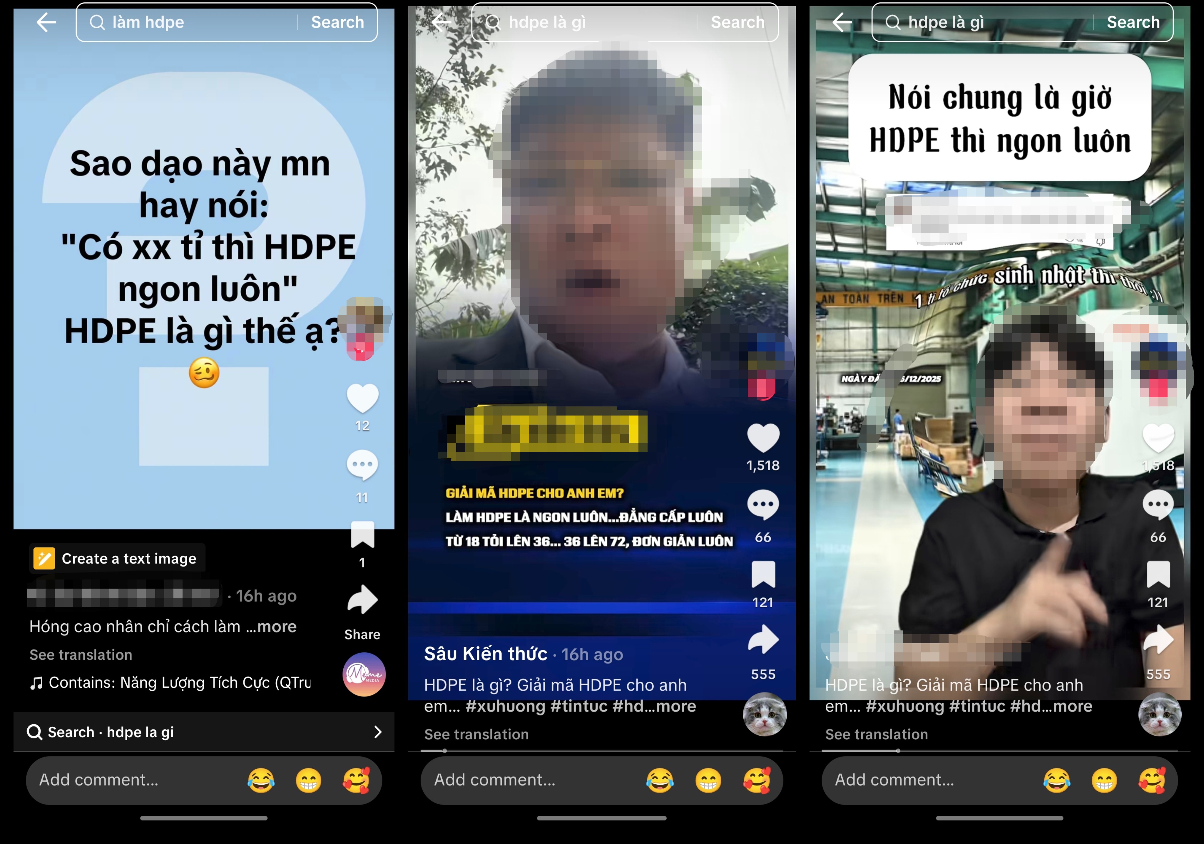 Trend "HDPE là ngon luôn" trên TikTok.