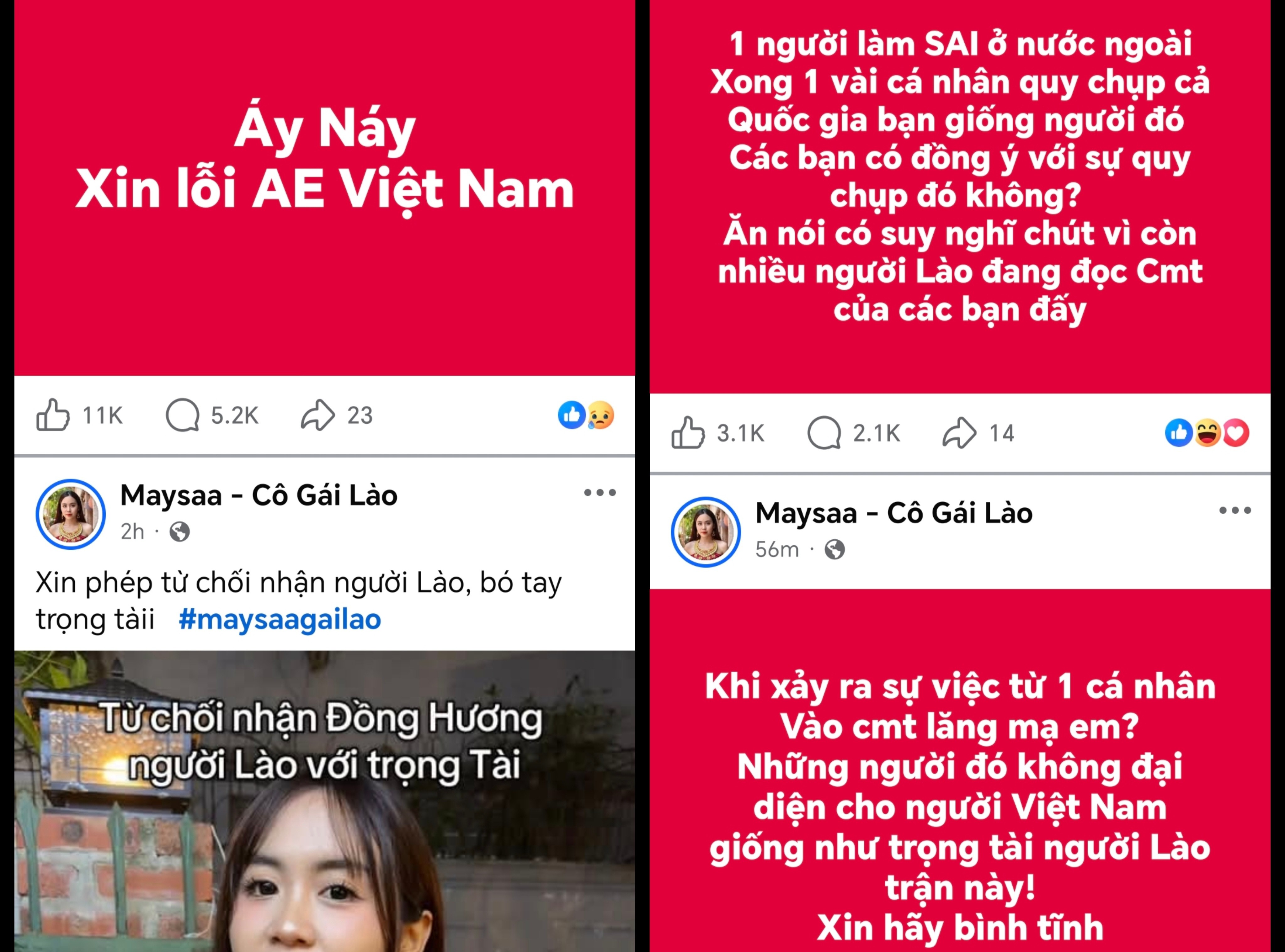 Loạt bài đăng của Maysaa ngay trong đêm.