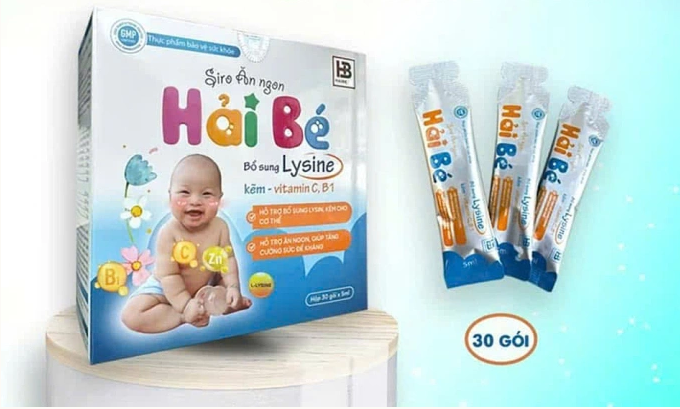 Siro ăn ngon Hải Bé được quảng cáo trên các mạng xã hội và sàn thương mại điện tử đã bị thu hồi. Ảnh: Chụp màn hình