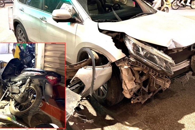 Hà Nội: Ô tô tải đâm ô tô con gây tai nạn liên hoàn, tài xế lái xe bỏ chạy