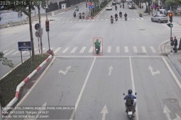Hàng trăm xe máy bị phạt nguội ngày 17/12 chỉ tại 1 nút giao ở Hà Nội