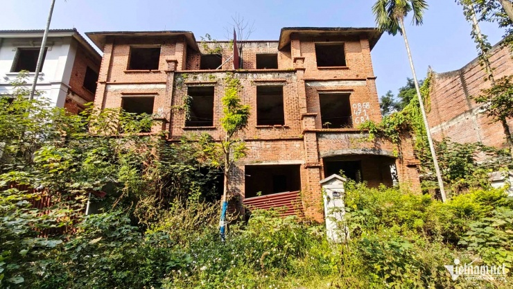 Các dãy biệt thự liền kề phủ bụi thời gian, không có dấu hiệu sinh hoạt.