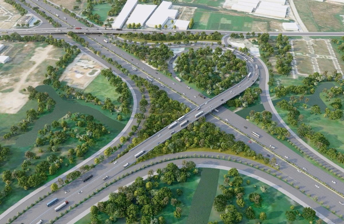 Phối cảnh cao tốc TP HCM - Mộc Bài tại nút giao với Vành đai 3 TP HCM. Ảnh:&nbsp;TCIP