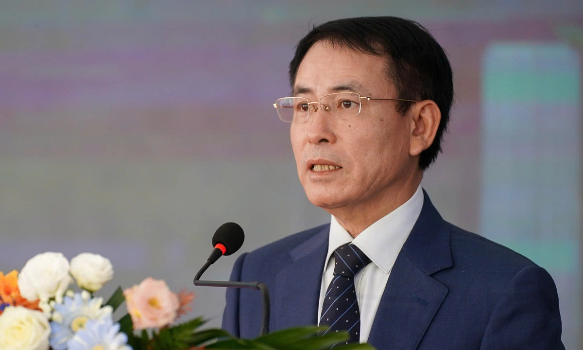 Phó bí thư Thành ủy Hà Nội Nguyễn Trọng Đông tại lễ khởi công. Ảnh:&nbsp;Hoàng Giang