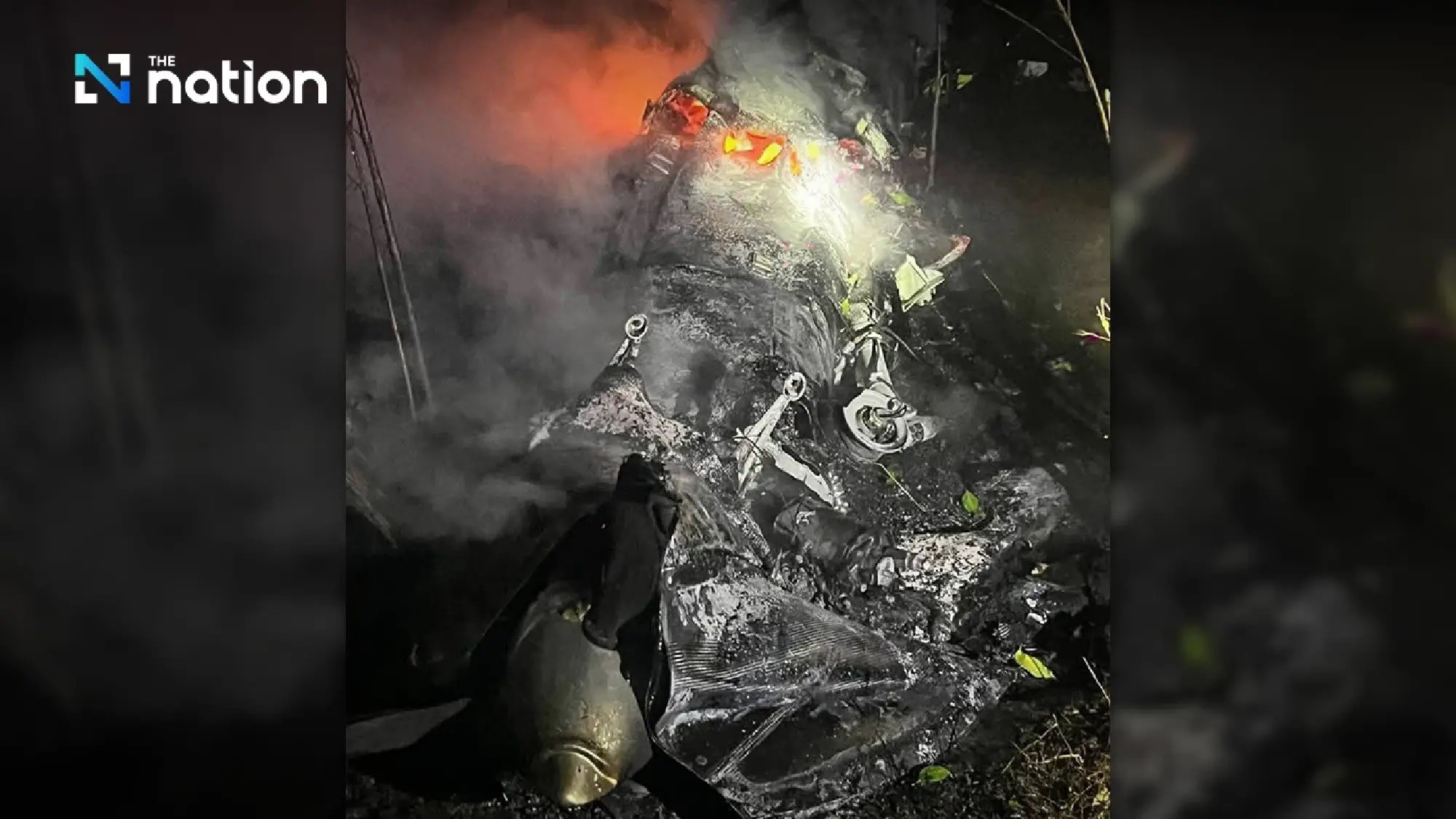 Hình ảnh được cho là UAV Thái Lan rơi ở Campuchia (ảnh: Nation Thailand)