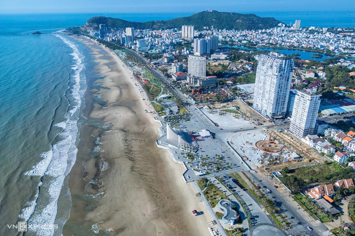 Đường Thùy Vân ở Bãi Sau, Vũng Tàu sau khi hoàn thành chỉnh trang, cải tạo. Ảnh:&nbsp;Đăng Khoa