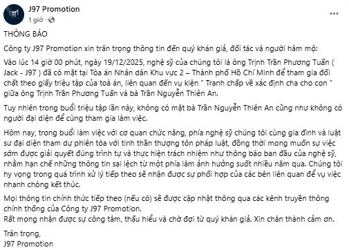 Nguyên văn bài chia sẻ của J97 Promotion.