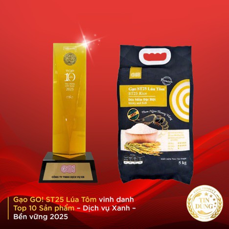 Gạo GO! ST25 Lúa Tôm được Chương trình Tin Dùng Việt Nam bình chọn. Ảnh: Vn Economy
