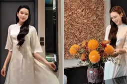 Chưa sang năm mới nhưng Hoa hậu Đỗ Thị Hà đã chuẩn bị áo dài đón Tết rồi đây