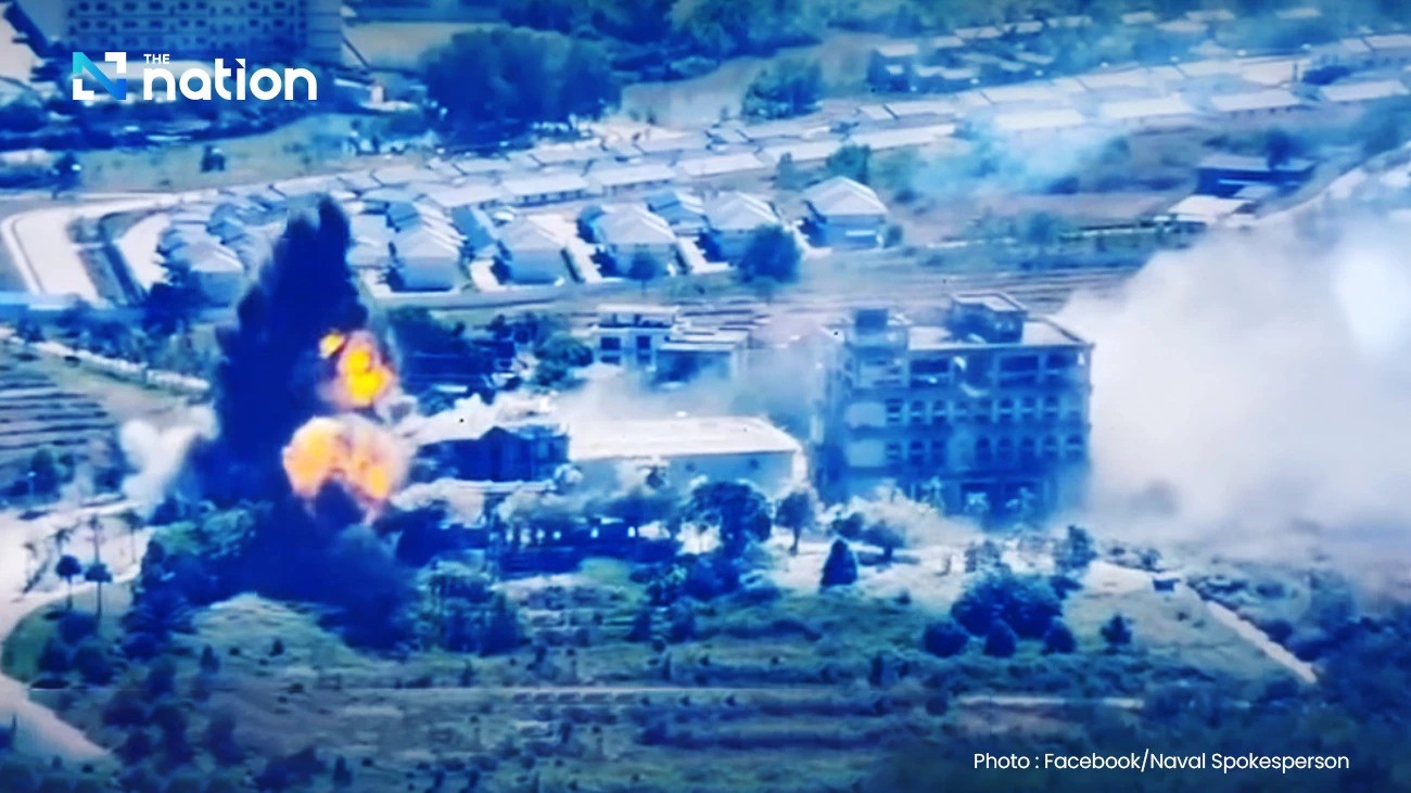 Tiêm kích F-16 tập kích các vị trí ở biên giới Campuchia (ảnh: Nation Thailand)