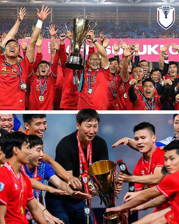 Hai HLV Park Hang Seo và Kim Sang Sik mang về những thành công lớn lao cho bóng đá Việt Nam