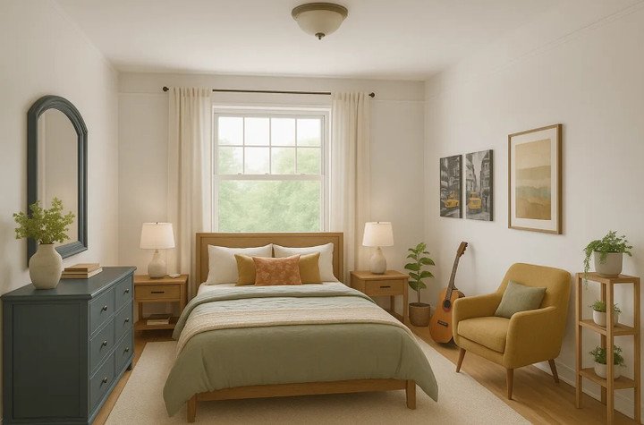 ChatGPT biến phòng ngủ thành một không gian yên tĩnh, hoàn chỉnh với đồ nội thất. (Ảnh: Cnet)