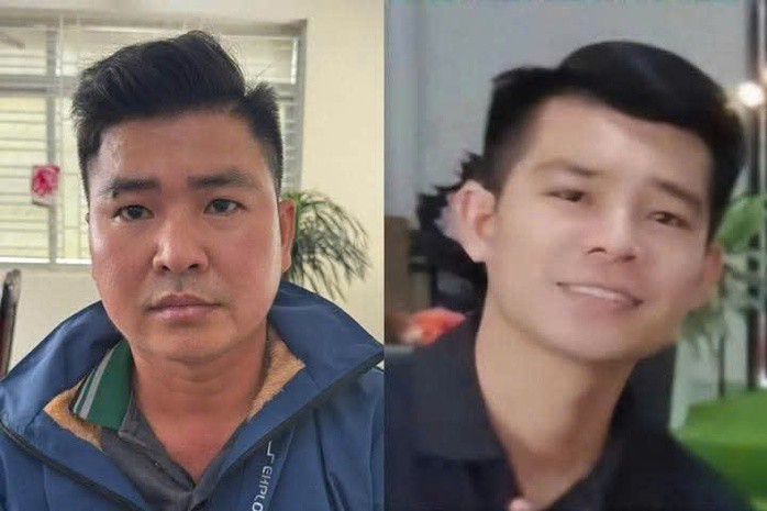 Trần Quang Út (trái) và Mai Minh Tấn bị bắt giữ để điều tra về hành vi lừa đảo chiếm đoạt tài sản