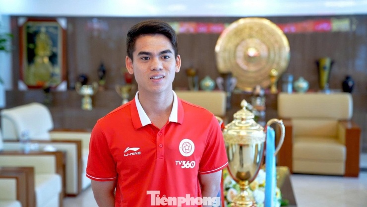 Theo Khuất Văn Khang, phẩm chất tốt nhất giúp đội tuyển U22 giành huy chương vàng SEA Games 33 là tinh thần đoàn kết. Ảnh: Trọng Quân.