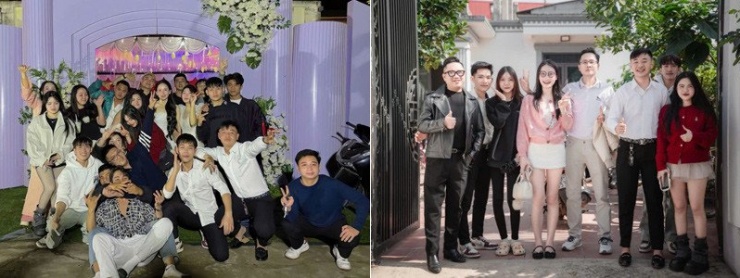 Từng nhóm khách chụp ảnh kỷ niệm trong đám cưới của Hương Giang 