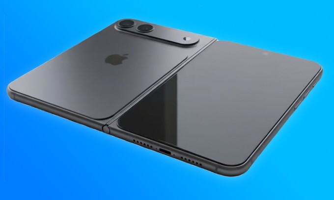 Hình dựng dựa trên bản vẽ CAD của iPhone Fold. Ảnh: Apple Insider