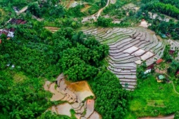 Độc đáo di sản ruộng bậc thang vào mùa nước đổ ở Sơn Tây Thượng