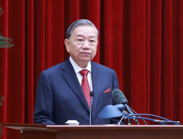 Tổng Bí thư Tô Lâm phát biểu bế mạc. Ảnh: TTXVN