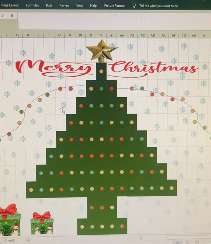 Khi dân văn phòng cũng bắt trend trào lưu Giáng sinh bằng cây thông excel.