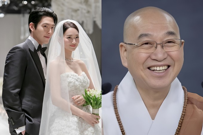 Thiền sư Beopryun, người chủ trì hôn lễ của Woo Bin và vợ. Ảnh: Nate