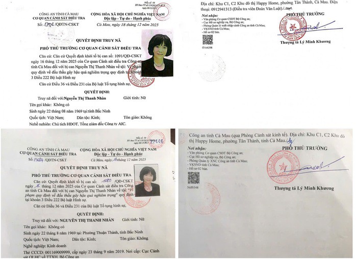 Quyết định truy nã Tổng Giám đốc AIC Nguyễn Thị Thanh Nhàn