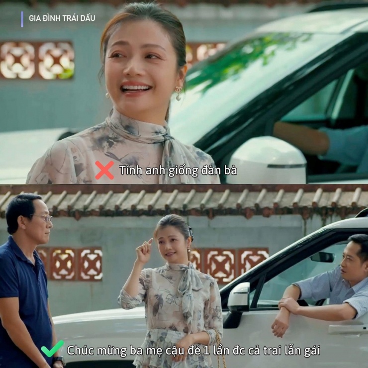 Bà Ánh đứng ra bảo vệ chồng trước Thái. Câu thoại gây tranh cãi vì bị cho là coi thường phụ nữ.