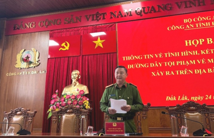 Đại tá Võ Duy Tuấn – Phó Giám đốc Công an tỉnh Đắk Lắk, thông tin về chuyên án ma tuý xuyên quốc gia.