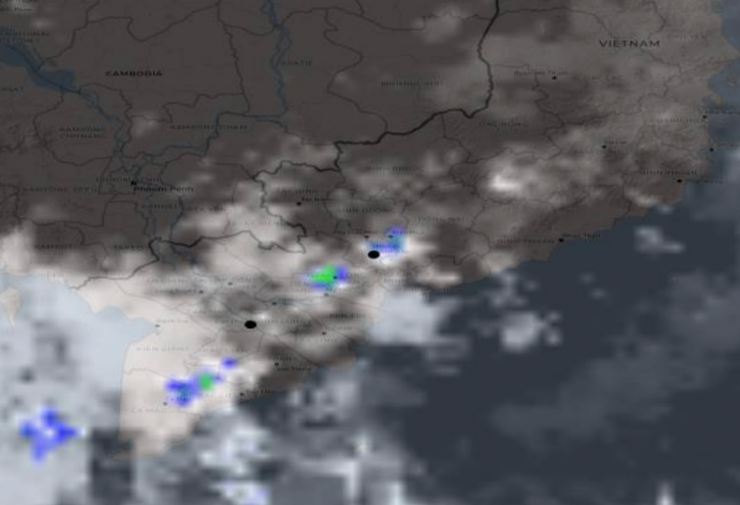 Ảnh mây vệ tinh. Nguồn: Đài Khí tượng Thủy văn Nam Bộ.