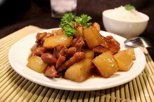 Thịt kho củ cải trắng là món ăn đưa cơm trong mùa đông.