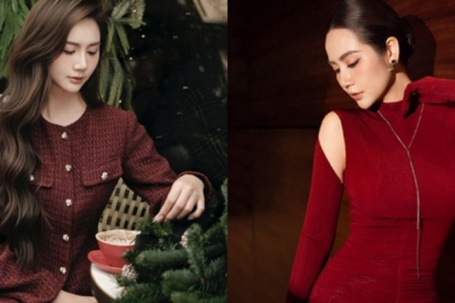 Nữ chính phim 'Cách em 1 milimet' đón giáng sinh với trang phục màu đỏ ngọt ngào