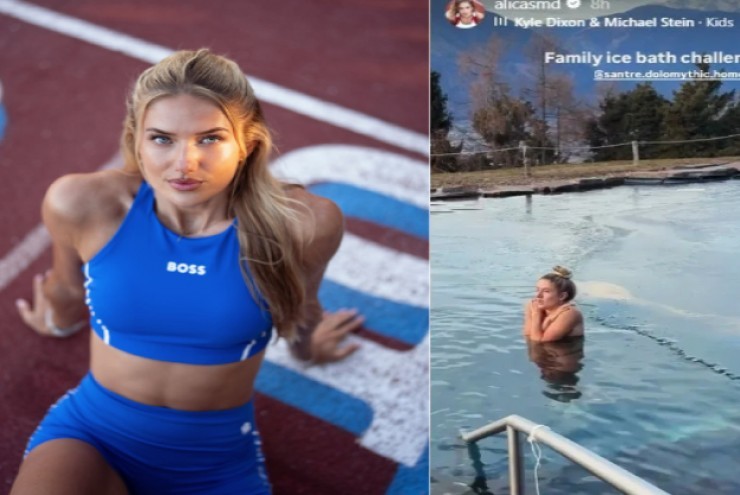 Nữ VĐV điền kinh đẹp nhất thế giới mặc bikini tắm nước đá, gây sốt dịp Noel