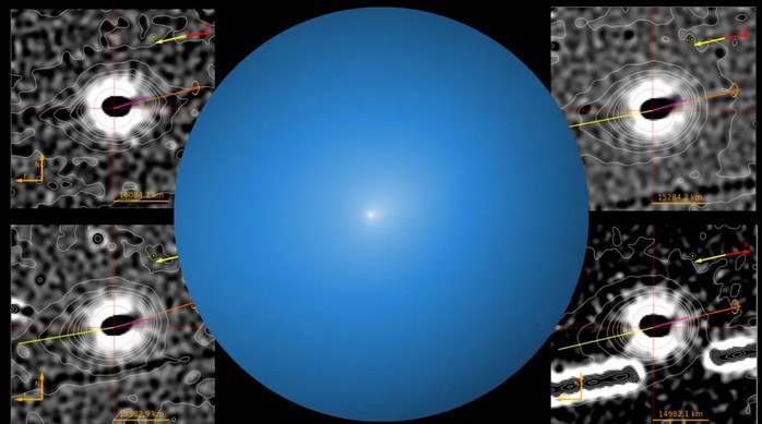 Vật thể liên sao 3I/ATLAS và các hình ảnh thể hiện đầu sao chổi (coma) - Ảnh: NASA/ESA/STScI