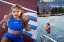 Nữ VĐV điền kinh đẹp nhất thế giới mặc bikini tắm nước đá, gây sốt dịp Noel
