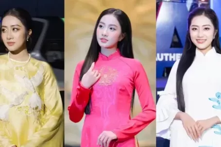 Hoa hậu Hà Trúc Linh diện áo dài với họa tiết ý nghĩa tại các sự kiện cuối năm