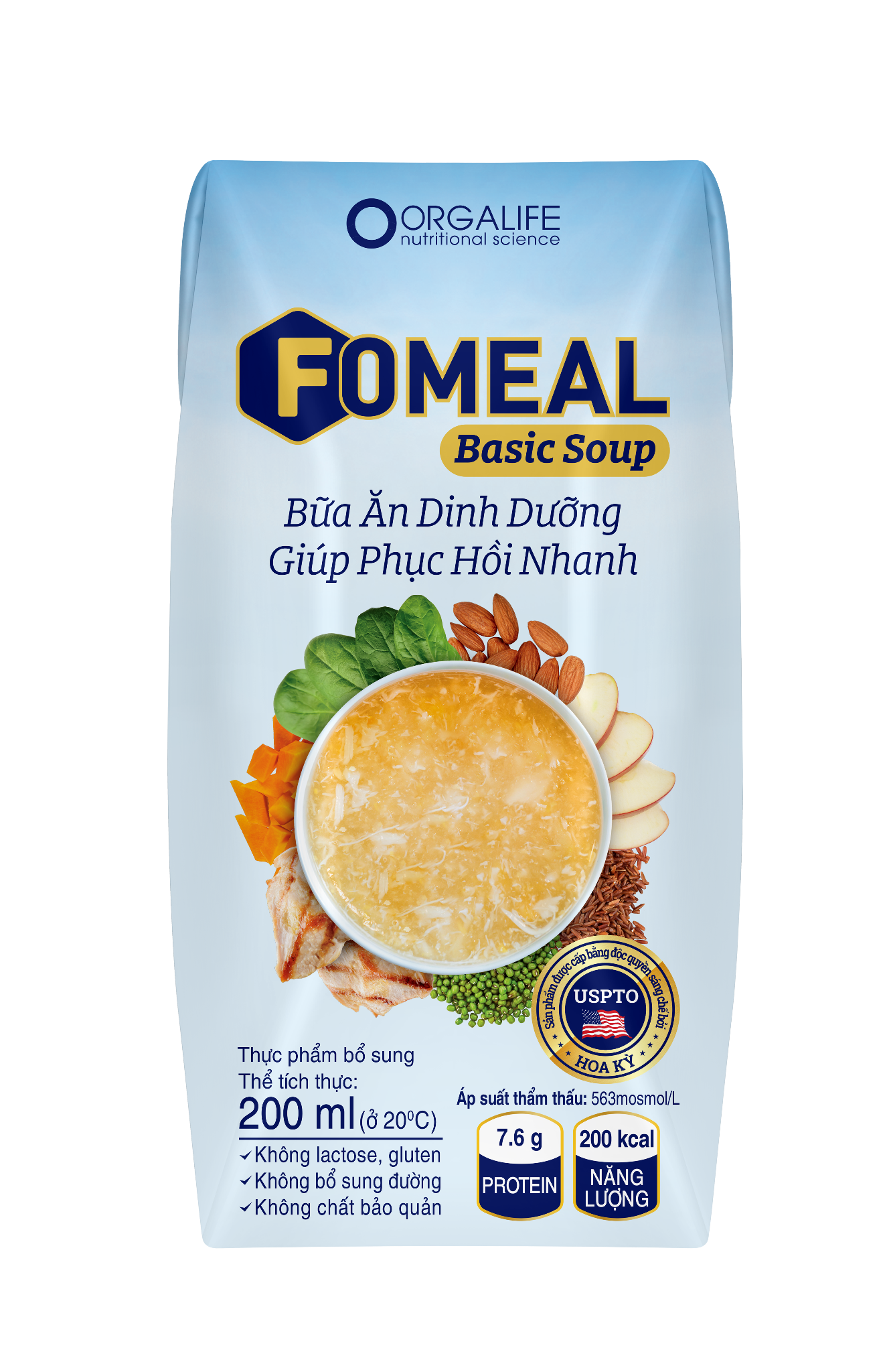 Fomeal basic soup là bữa ăn dinh dưỡng hỗ trợ phục hồi nhanh cho người suy nhược cơ thể. Nguồn: Orgalife.