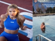 Nữ VĐV điền kinh đẹp nhất thế giới mặc bikini tắm nước đá, gây sốt dịp Noel