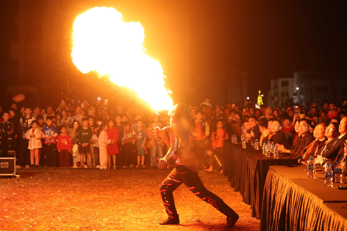 Tiết mục biểu diễn Múa Lửa chuyên nghiệp đến từ Liên đoàn Xiếc Việt Nam trình diễn đặc biệt thu hút khán giả bởi những tiết mục độc đáo với độ khó cao.