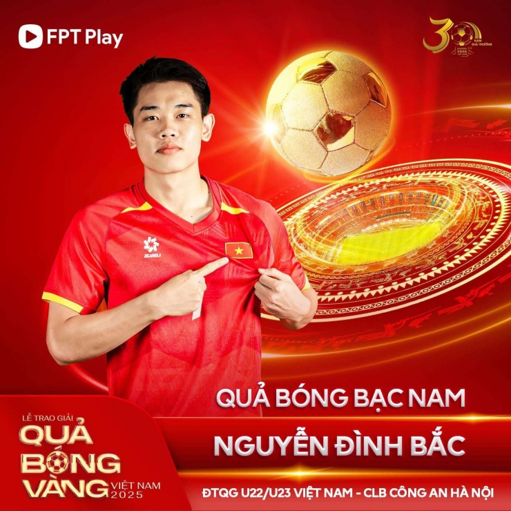 Nguyễn Đình Bắc đoạt Quả bóng bạc Việt Nam 2025. Ảnh: FPT Play.