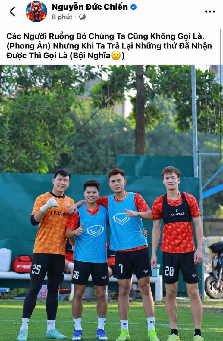 Bài đăng của Đức Chiến trên trang facebook.