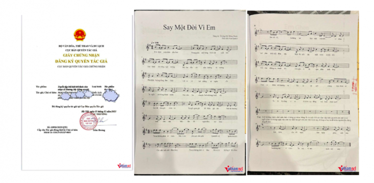 Giấy chứng nhận đăng ký bản quyền tác giả do Hương My Bông cung cấp cho PV VietNamNet.