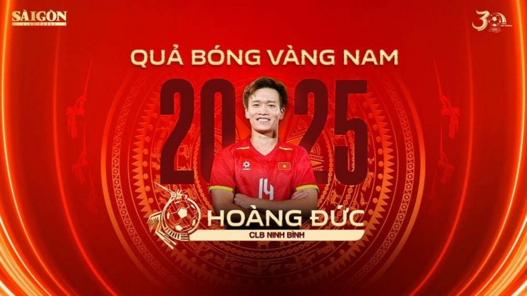 Nguyễn Hoàng Đức giành&nbsp;Quả bóng vàng Việt Nam 2025