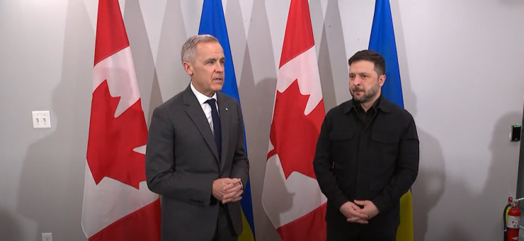 Thủ tướng Canada Mark Carney gặp Tổng thống Volodymyr Zelensky. Ảnh: Global News