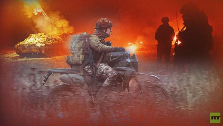 Ảnh ghép các hoạt động của quân đội Nga ở chiến trường Ukraine. Ảnh RT