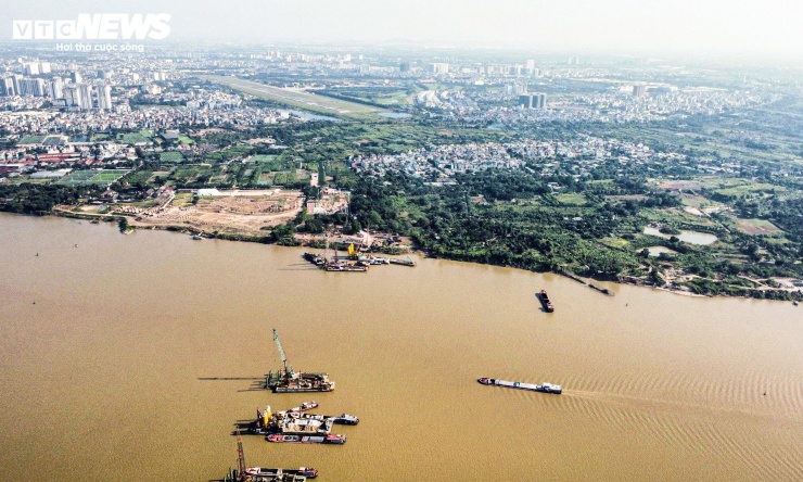 Cận cảnh công trường thi công cầu Trần Hưng Đạo 6 làn xe bắc qua sông Hồng - 11