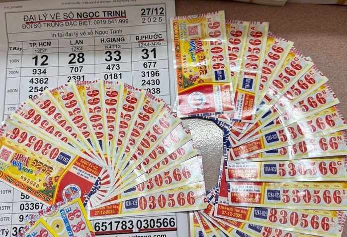 Giải độc đắc và an ủi trúng tại đại lý vé số Ngọc Trinh đã gây "bão" mạng xã hội. Ảnh: ĐLVS Ngọc Trinh