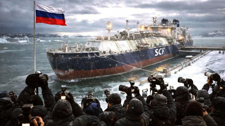 Tàu chở LNG lớp Arc7, có tên "Alexey Kosygin". Ảnh RIA