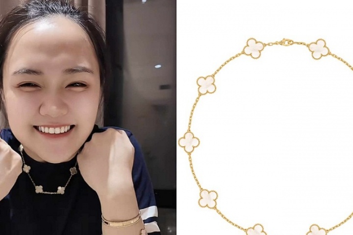 Vợ cầu thủ Duy Mạnh khoe vòng cổ gần 300 triệu đồng do chồng tặng