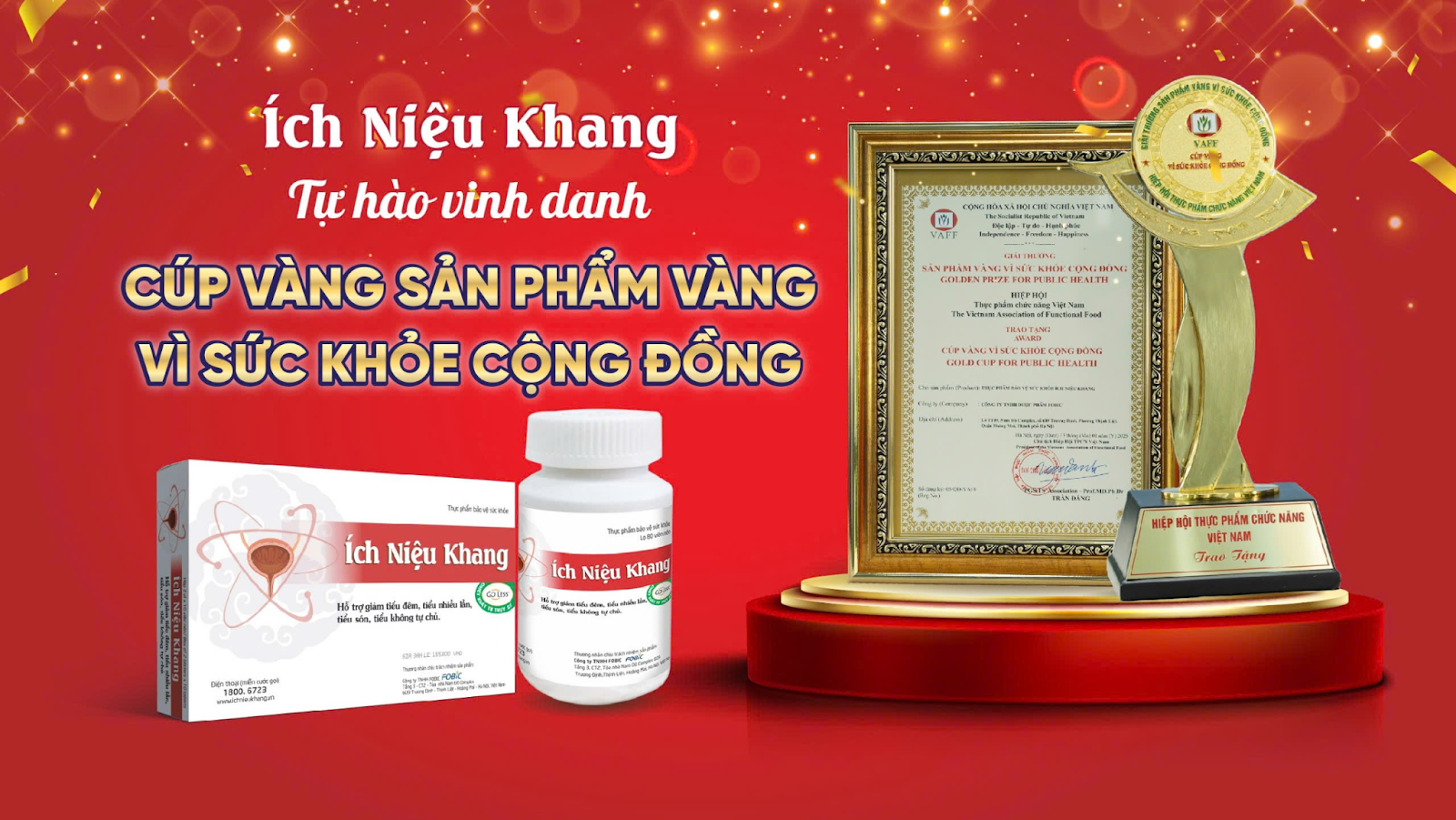 Ích Niệu Khang vinh dự nhận Cúp Vàng Vì Sức Khỏe Cộng Đồng&nbsp;